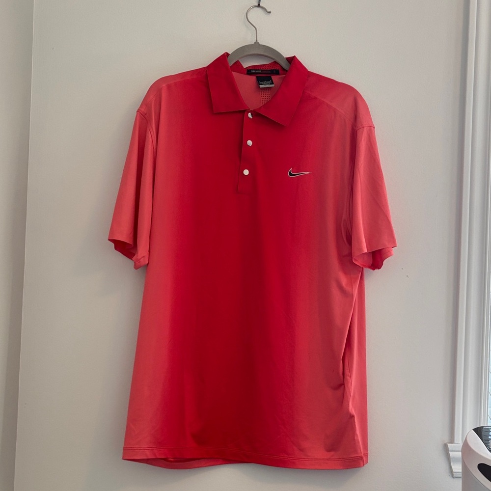 Nike Men's Tiger Woods Coral-Red Dri-FIT Polo Shirt